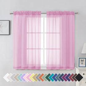 Airy Sheer Voile Curtains Set for Living Room & Bedroom