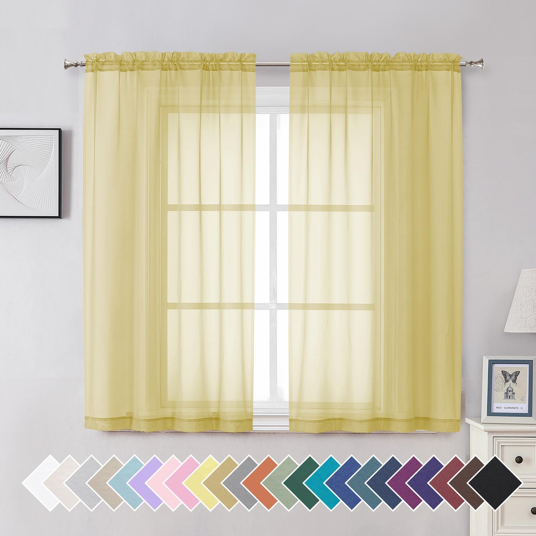 Airy Sheer Voile Curtains Set for Living Room & Bedroom