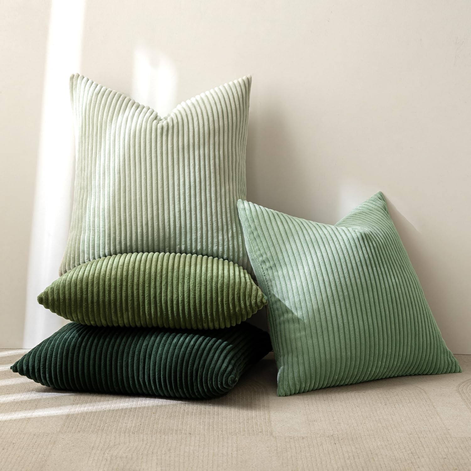 Boho Corduroy Throw Pillow Covers Set of 4