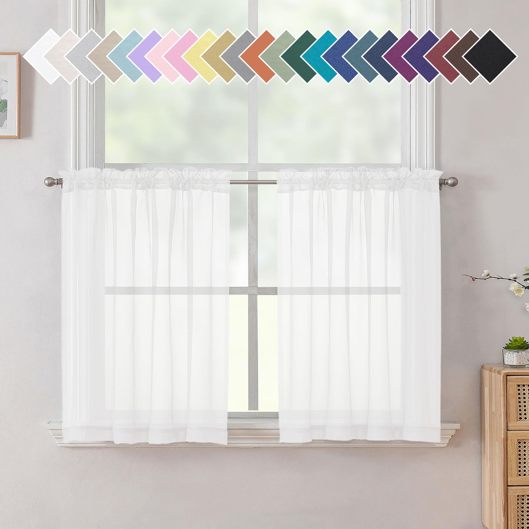 Airy Sheer Voile Curtains Set for Living Room & Bedroom