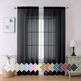 Airy Sheer Voile Curtains Set for Living Room & Bedroom