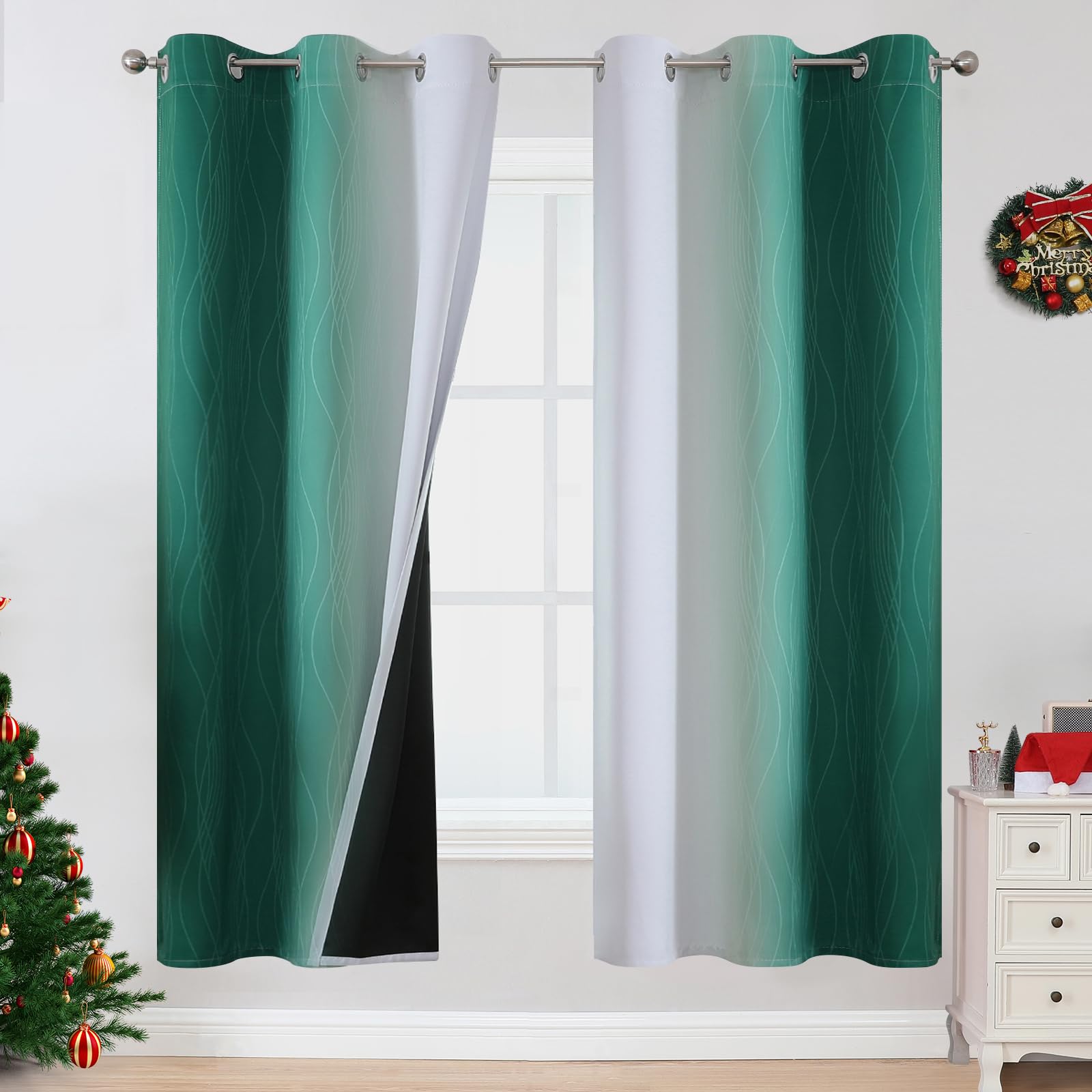 Estelar Textiler Ombre Blackout Curtains for Bedroom 2 Panels Set