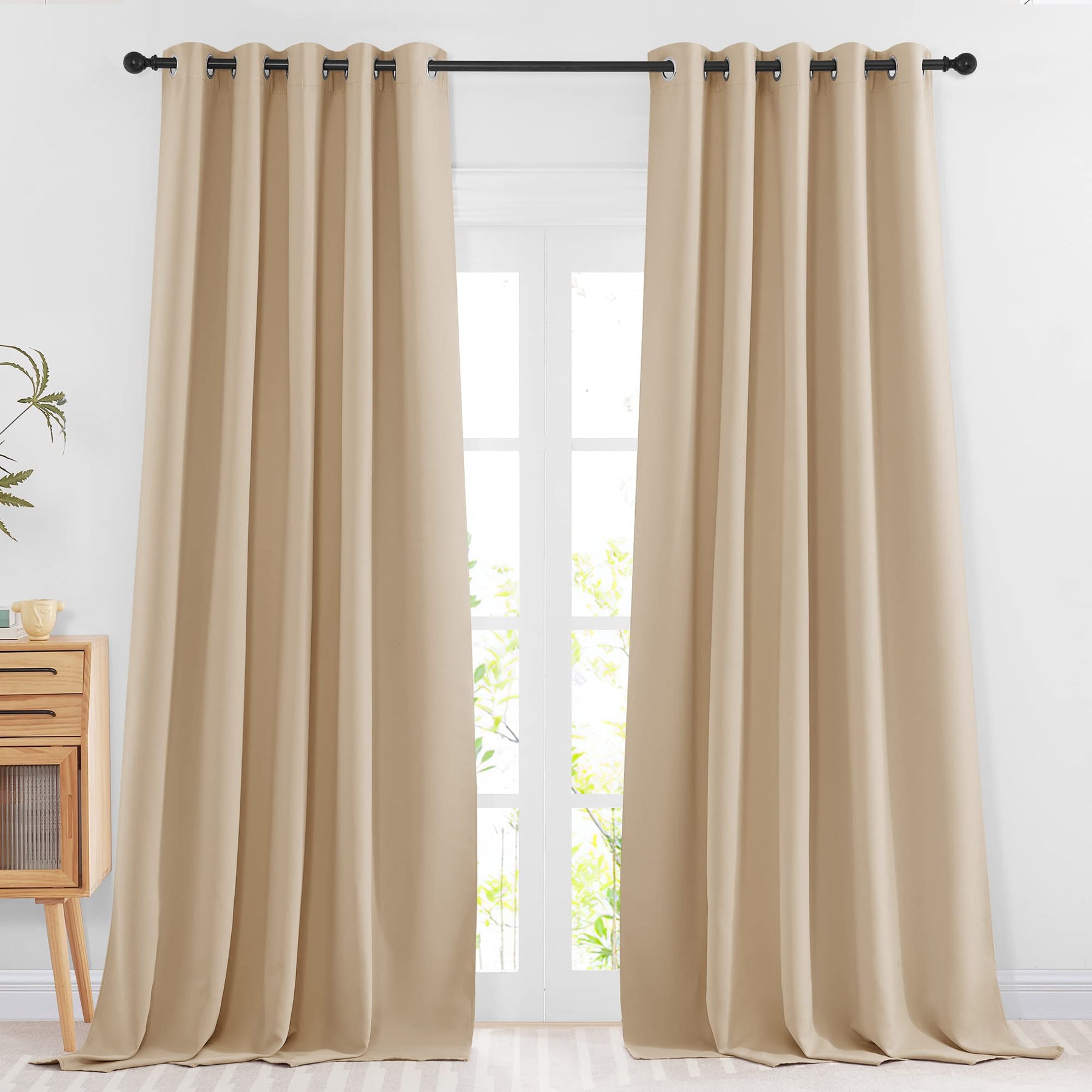 Grommet Blackout Curtains Set for Windows
