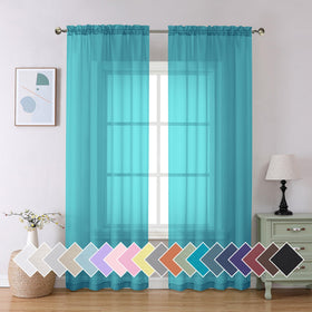 Airy Sheer Voile Curtains Set for Living Room & Bedroom