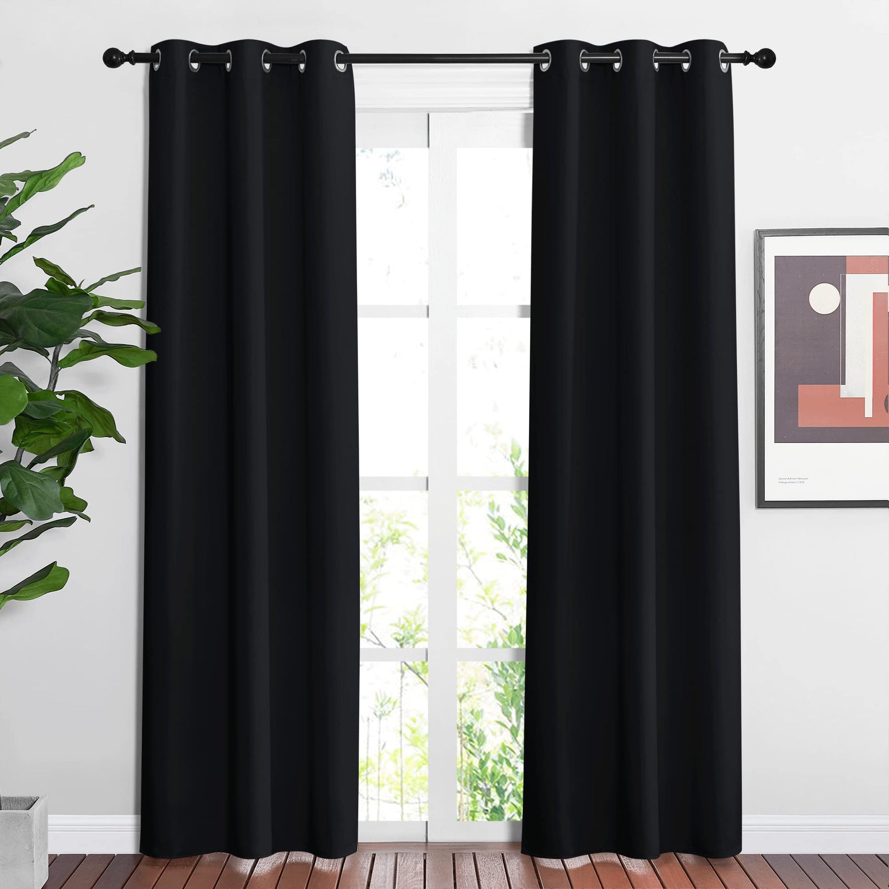 Grommet Blackout Curtains Set for Windows
