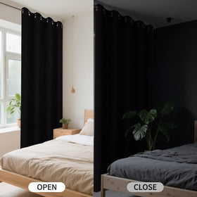Full Blackout Faux Linen Grommet Curtains