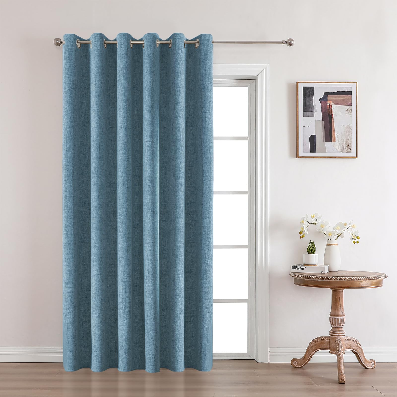 Joydeco 52 Inch Wide Bedroom 100% Faxu Linen Textured Privacy Curtains