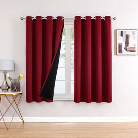 100% Blackout Thermal Insulated Grommet Curtains Set