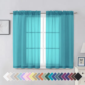 Airy Sheer Voile Curtains Set for Living Room & Bedroom