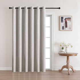 Full Blackout Faux Linen Grommet Curtains