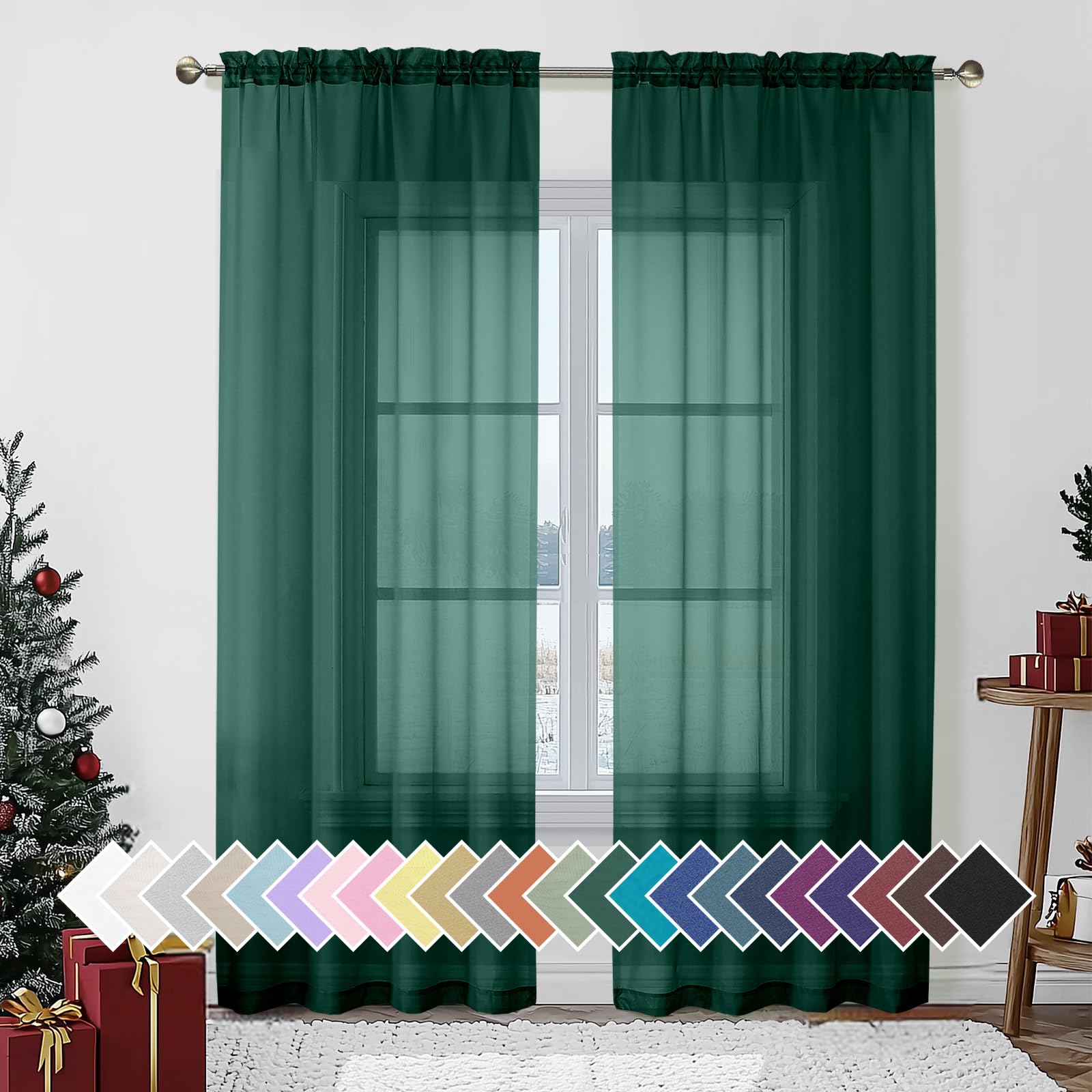 Airy Sheer Voile Curtains Set for Living Room & Bedroom