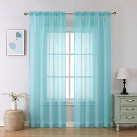 Airy Sheer Voile Curtains Set for Living Room & Bedroom