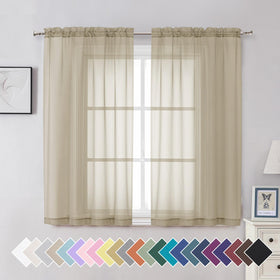 Airy Sheer Voile Curtains Set for Living Room & Bedroom