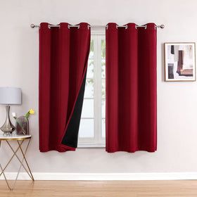 100% Blackout Thermal Insulated Grommet Curtains Set