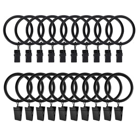 Curtain Rings with Clips Hooks, Drapery Rings Stainless Steel Metal Curtain Hangers Clips