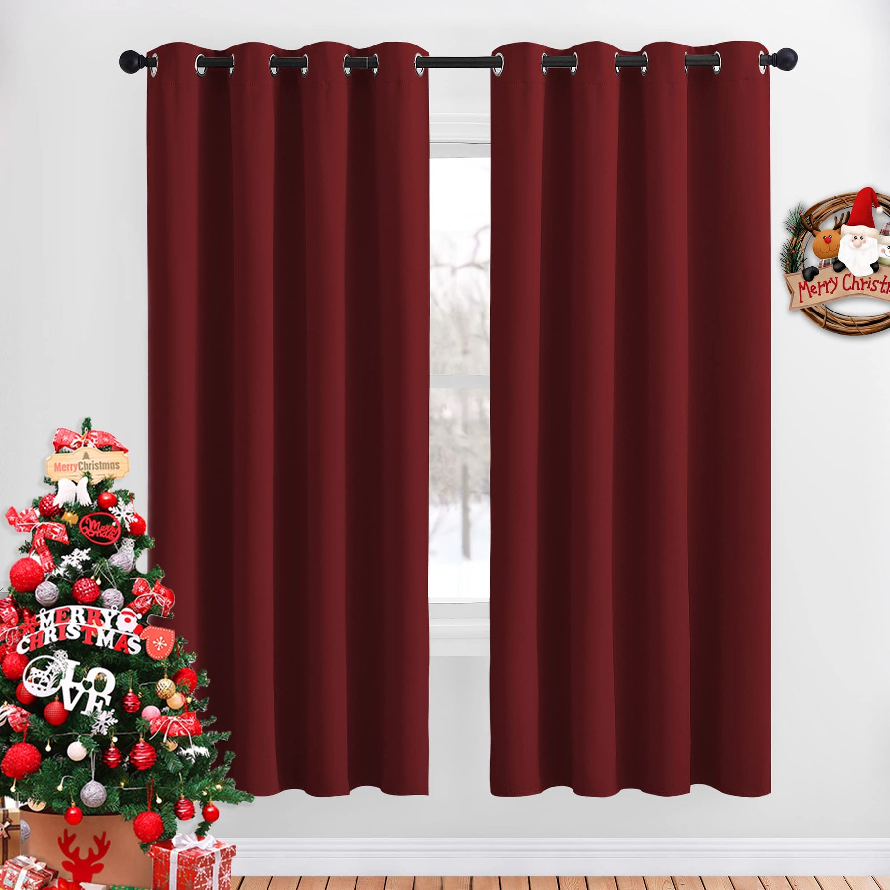 Grommet Blackout Curtains Set for Windows