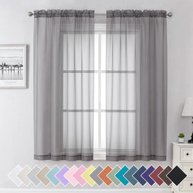 Airy Sheer Voile Curtains Set for Living Room & Bedroom
