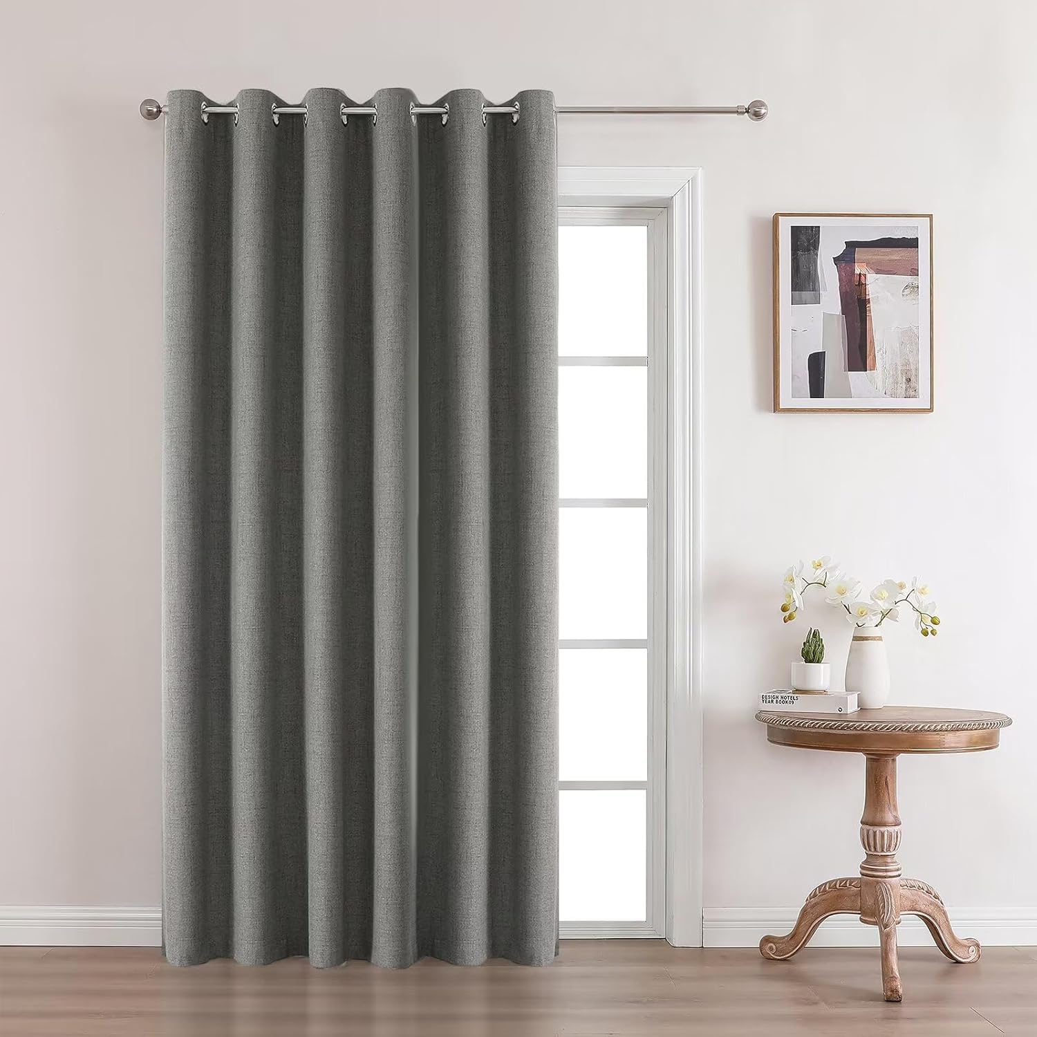 Joydeco 52 Inch Wide Bedroom 100% Faxu Linen Textured Privacy Curtains
