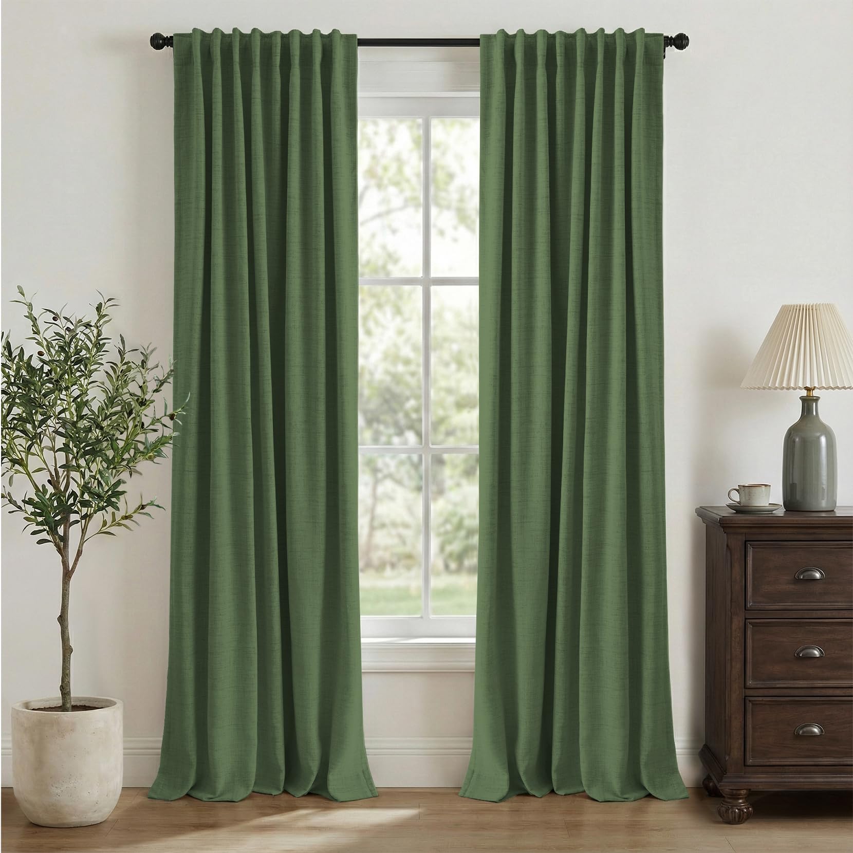 100% Blackout Linen Curtains for Bedroom