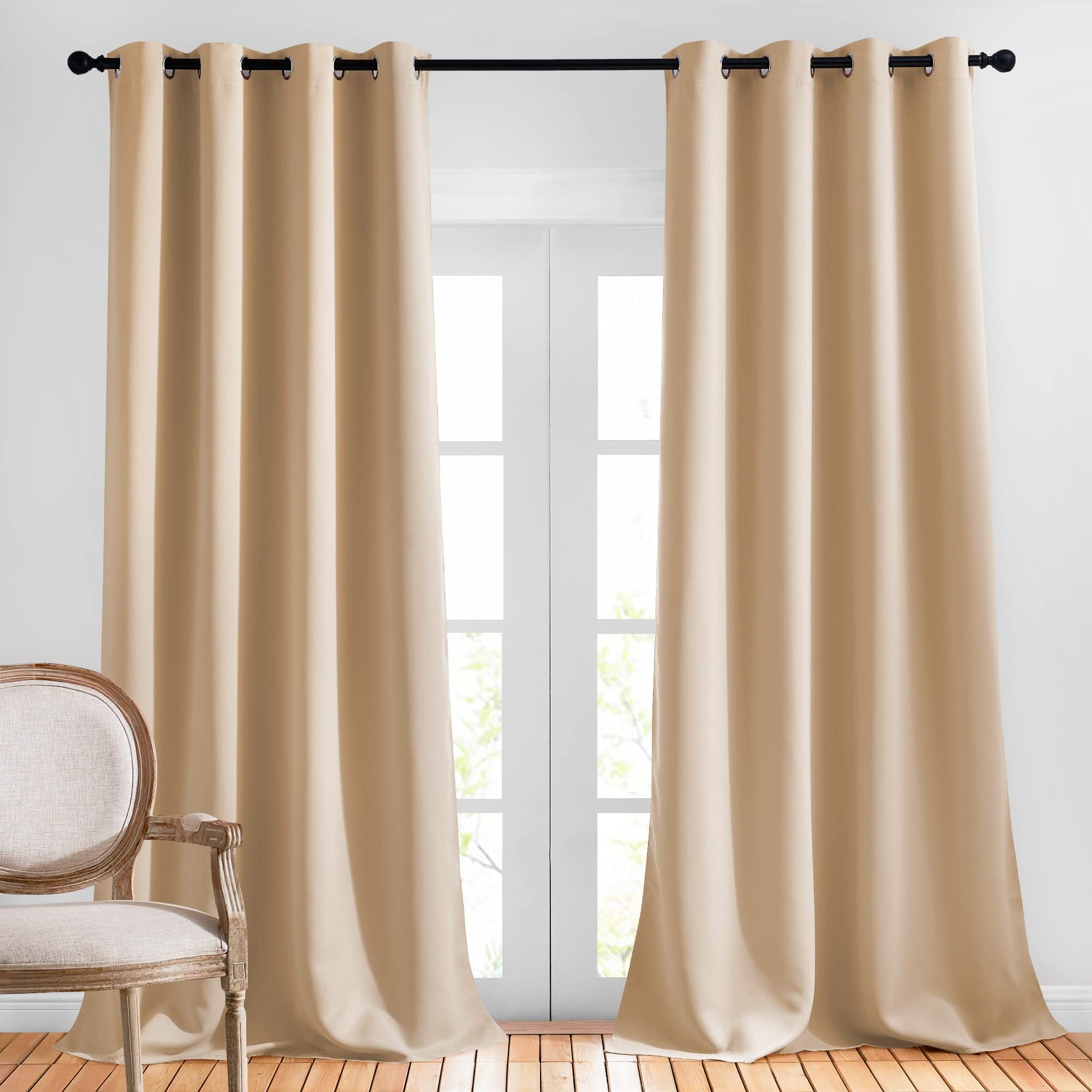 Grommet Blackout Curtains Set for Windows