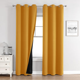 100% Blackout Thermal Insulated Grommet Curtains Set