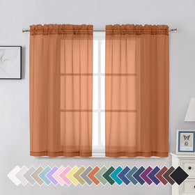 Airy Sheer Voile Curtains Set for Living Room & Bedroom