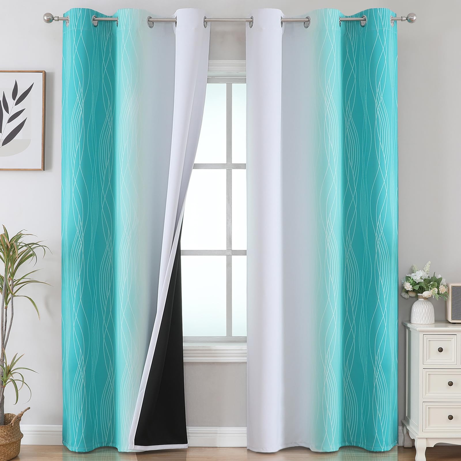 Estelar Textiler Ombre Blackout Curtains for Bedroom 2 Panels Set