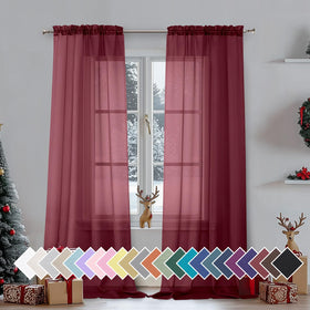 Airy Sheer Voile Curtains Set for Living Room & Bedroom