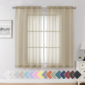 Airy Sheer Voile Curtains Set for Living Room & Bedroom