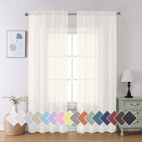 Airy Sheer Voile Curtains Set for Living Room & Bedroom