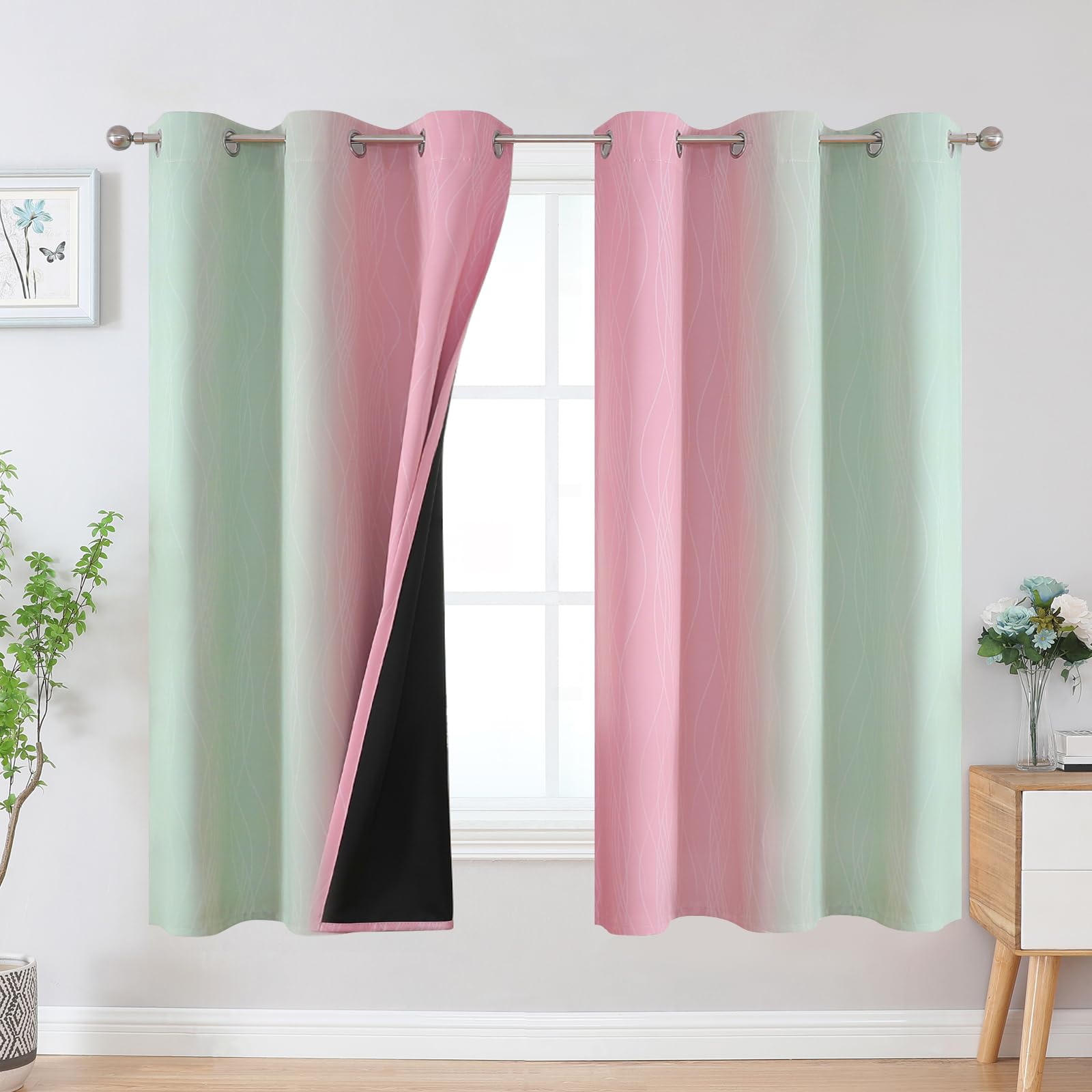 Estelar Textiler Ombre Blackout Curtains for Bedroom 2 Panels Set