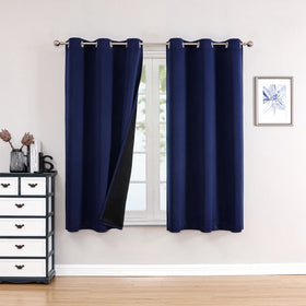 100% Blackout Thermal Insulated Grommet Curtains Set