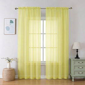 Airy Sheer Voile Curtains Set for Living Room & Bedroom