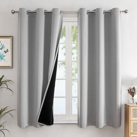 100% Blackout Thermal Insulated Grommet Curtains Set