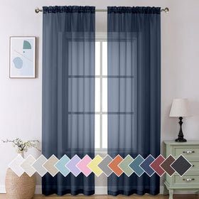 Airy Sheer Voile Curtains Set for Living Room & Bedroom