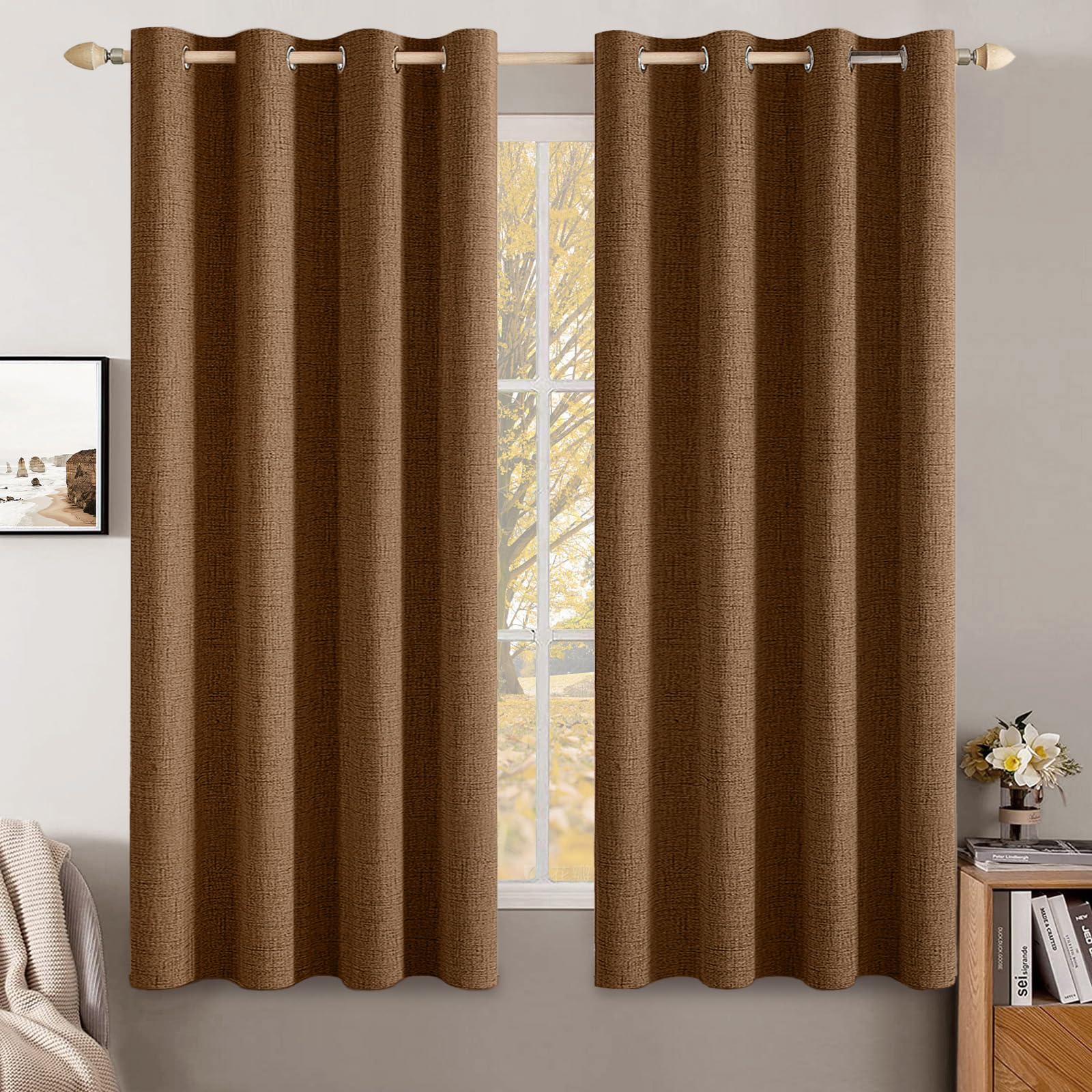 100% Blackout Linen Curtains for Bedroom & Living Room