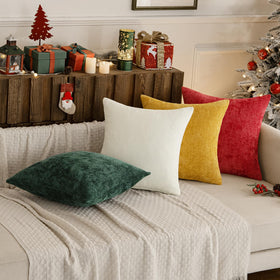 Chenille Throw Pillow Covers Set of 4