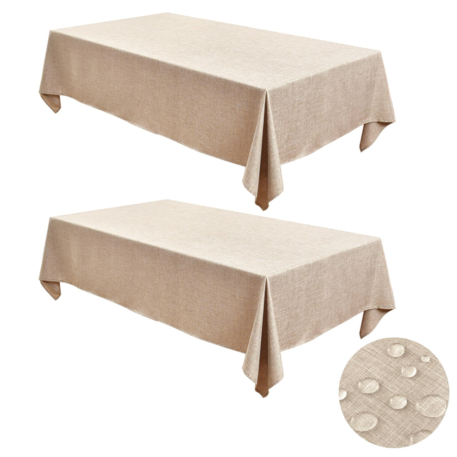 Faux Linen Wrinkle Free Tablecloth Set of 2