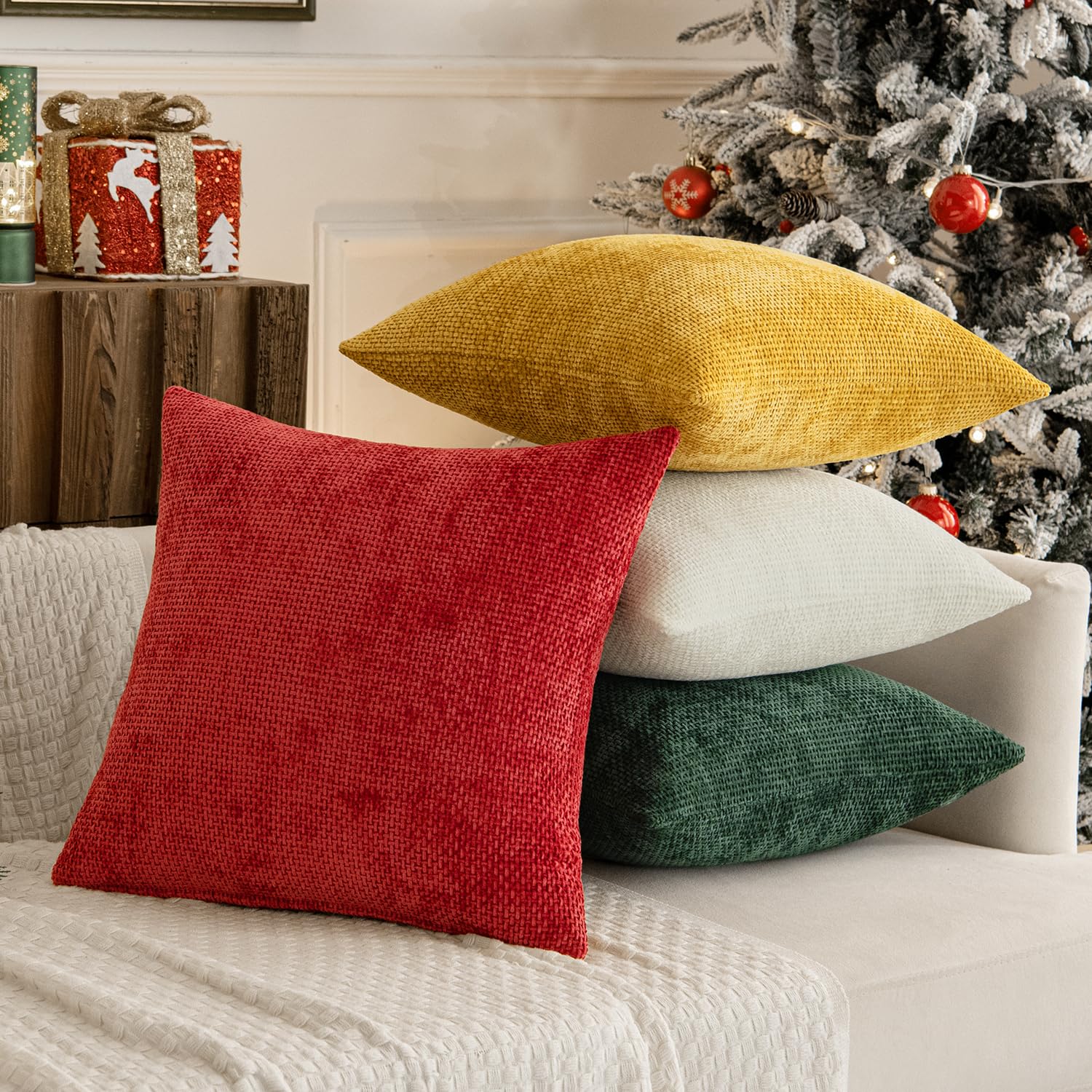 Chenille Throw Pillow Covers Set of 4