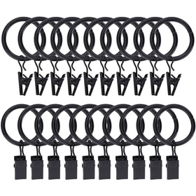 Curtain Rings with Clips Hooks, Drapery Rings Stainless Steel Metal Curtain Hangers Clips