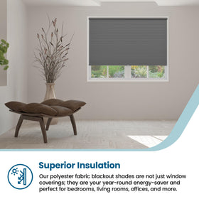 BlindsAvenue Cellular Honeycomb Cordless Shade, 9/16" Single Cell, Blackout