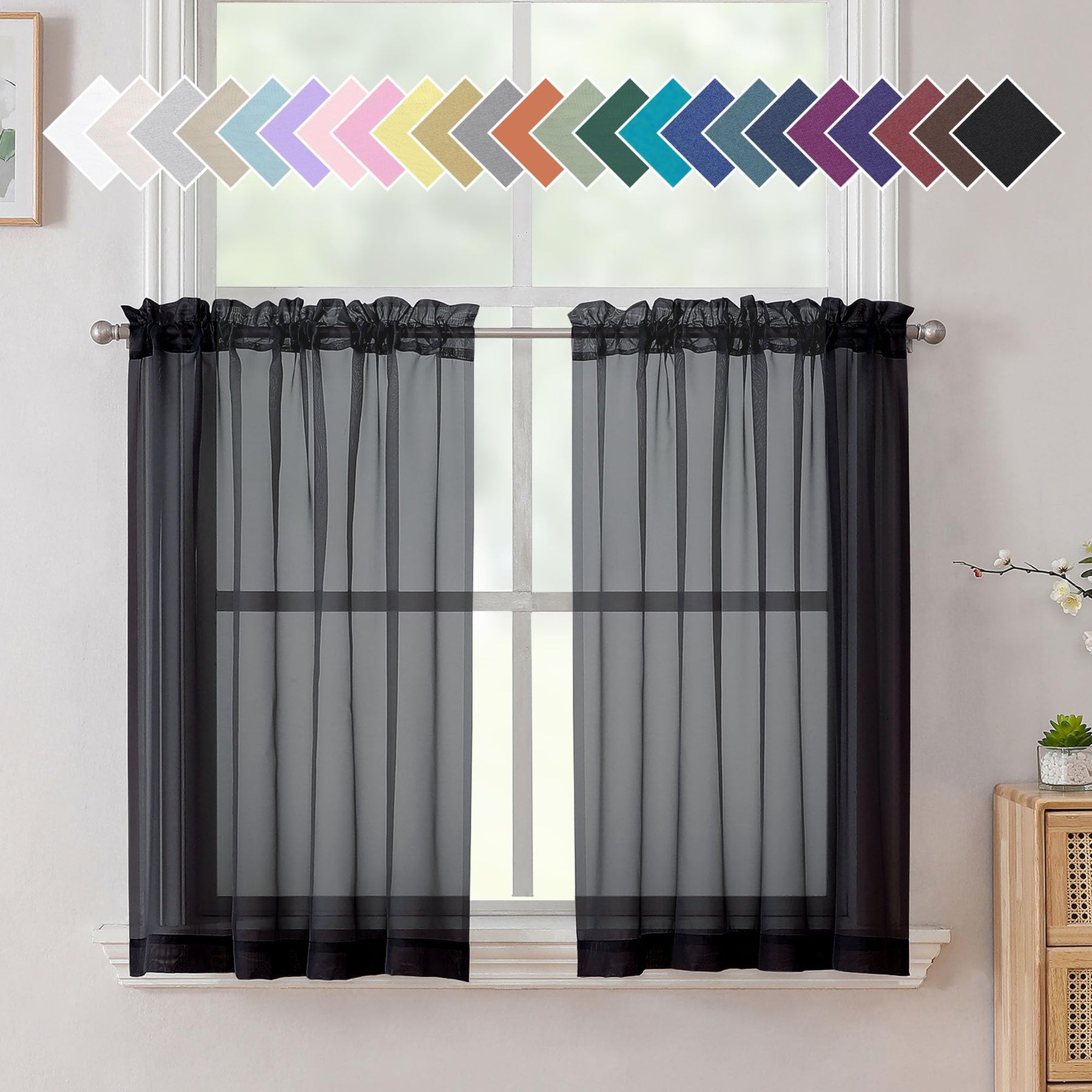 Airy Sheer Voile Curtains Set for Living Room & Bedroom