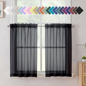 Airy Sheer Voile Curtains Set for Living Room & Bedroom