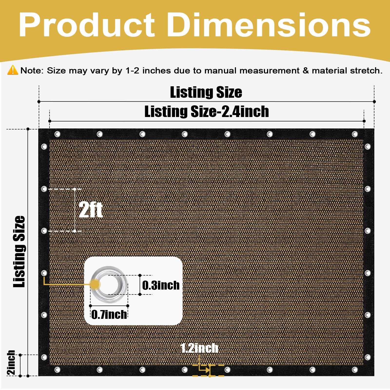 90% Sun Shade Cloth with Grommets