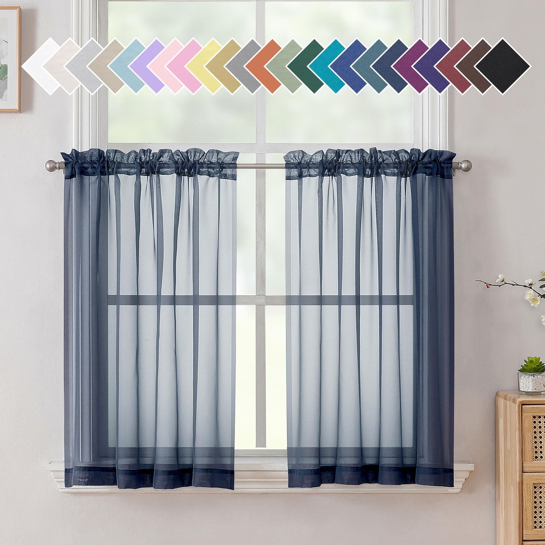 Airy Sheer Voile Curtains Set for Living Room & Bedroom