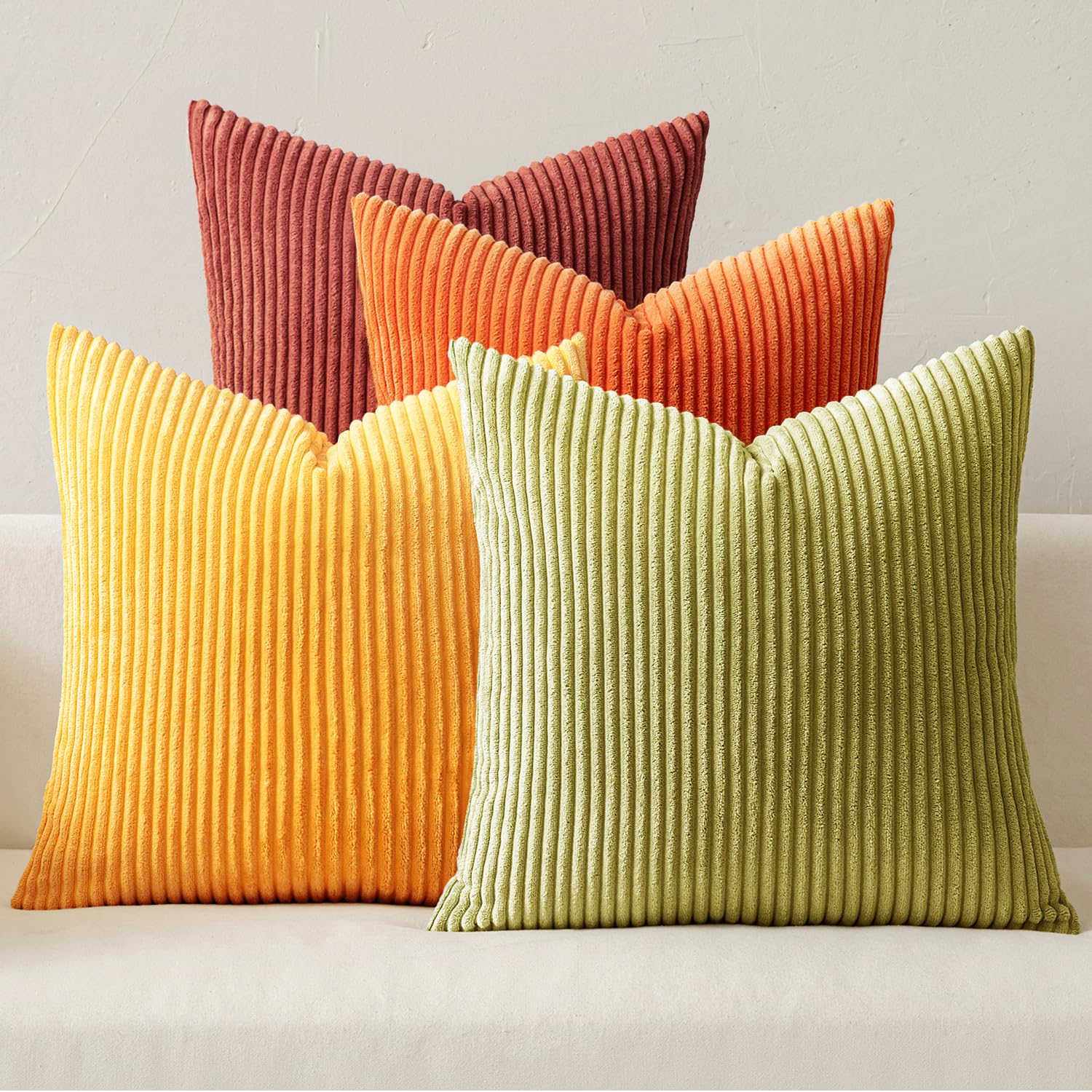 Boho Corduroy Throw Pillow Covers Set of 4