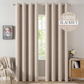 100% Blackout Linen Curtains for Bedroom & Living Room