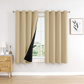 100% Blackout Thermal Insulated Grommet Curtains Set