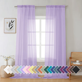 Airy Sheer Voile Curtains Set for Living Room & Bedroom