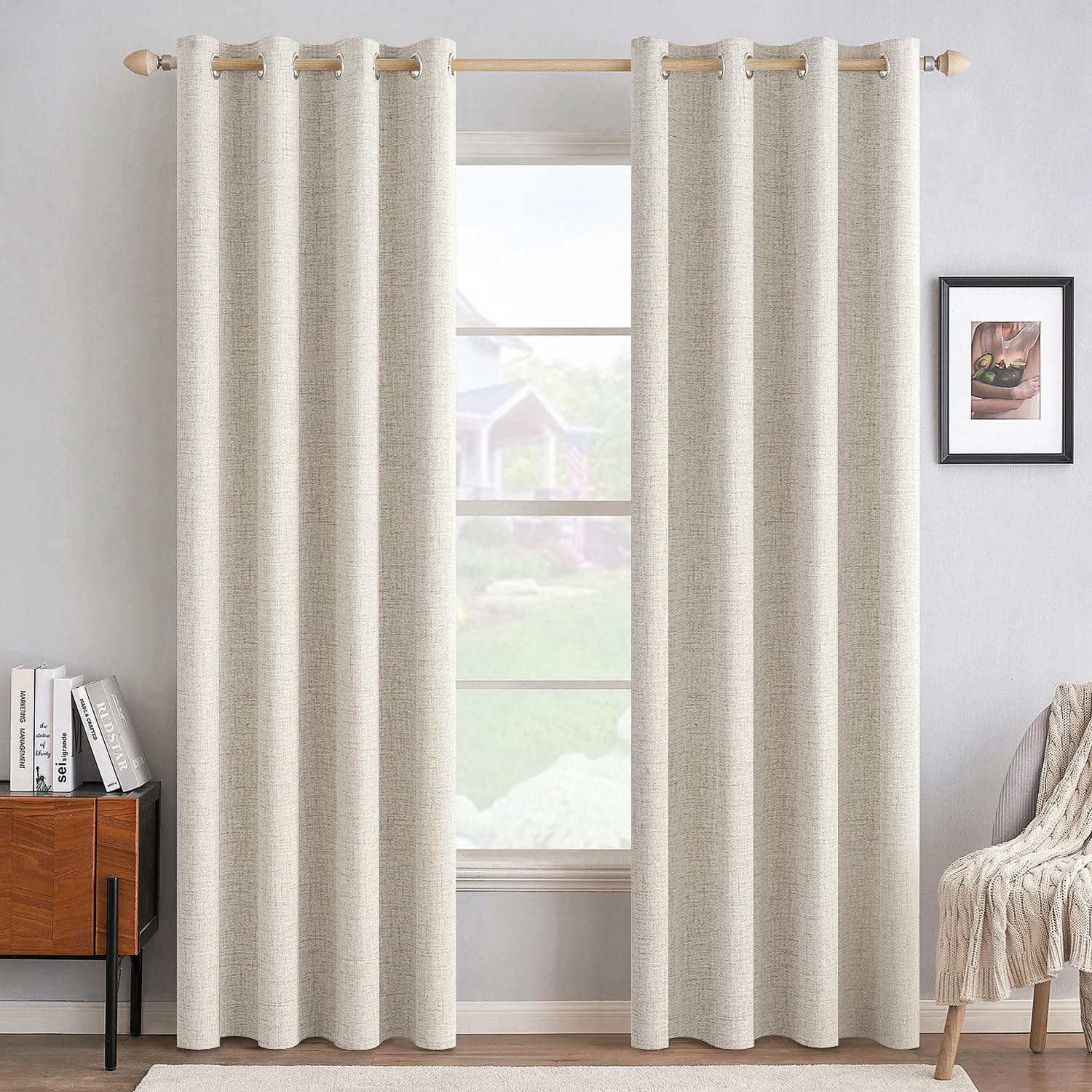100% Blackout Linen Curtains for Bedroom & Living Room